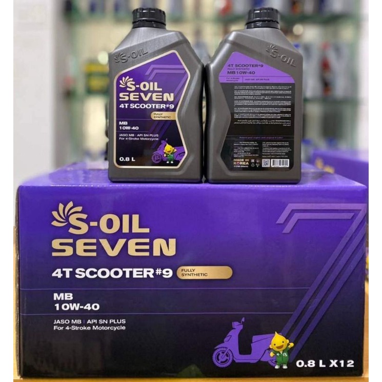 Dầu nhớt dành cho xe máy tay ga S-OIL Scooter #9 SN Plus - MB 10W40- 800ML - Tổng hợp 100%