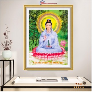 Tranh đính đá, tranh thêu chữ thập quan thế âm bồ tát