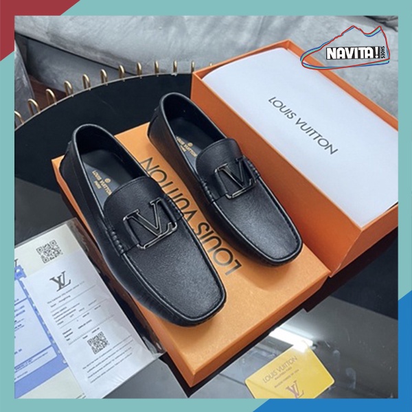 Giày lười nam da LV, giày mọi moca da thật đế cao su non, lót da. Form đẹp bền chắc. Hàng super fullbox thẻ bill