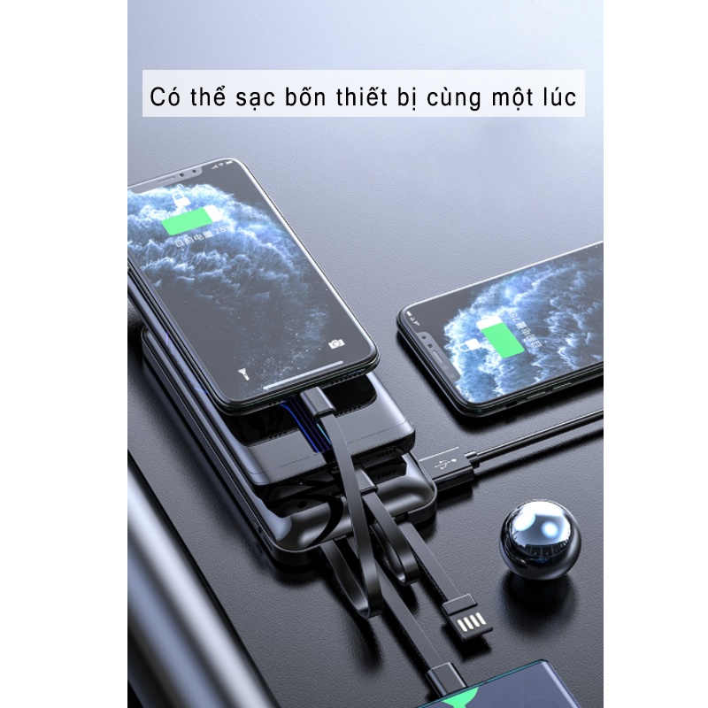 Sạc Dự Phòng màn hình kỹ thuật số LED 10000 / 20000MAh bao gồm bốn cáp sạc bốn giao diện micro usb / type-c / light