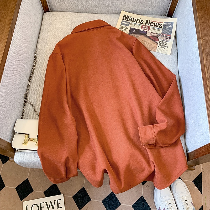 Áo sơ mi SUXI dài tay dáng rộng màu sắc trơn thời trang thu đông vintage dành cho nữ