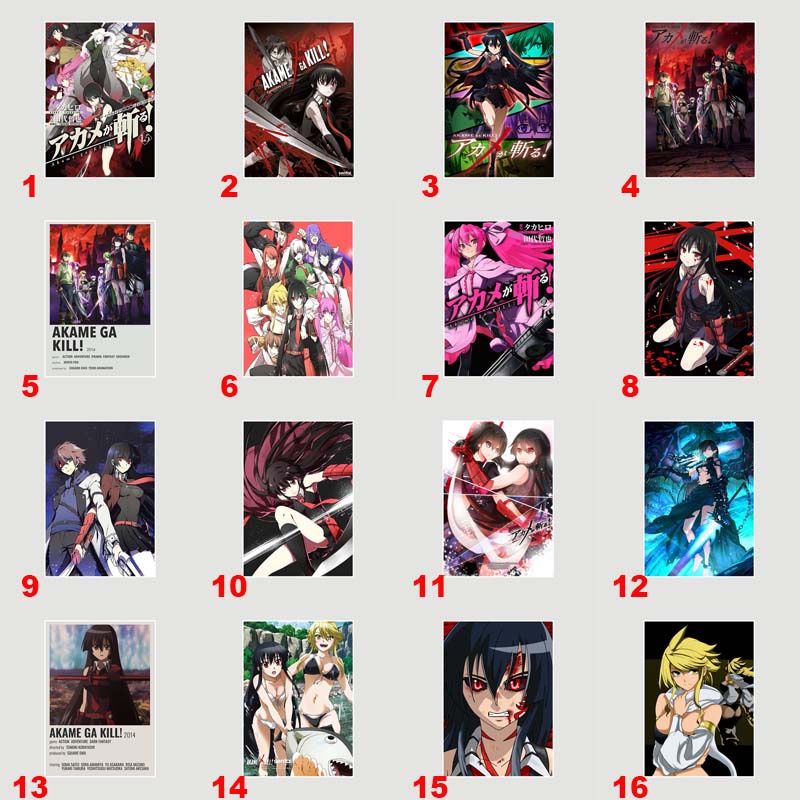 Tranh Cuộn Treo Tường Trang Trí Phòng Khách In Hình Anime Akame Ga Kill 42X30CM