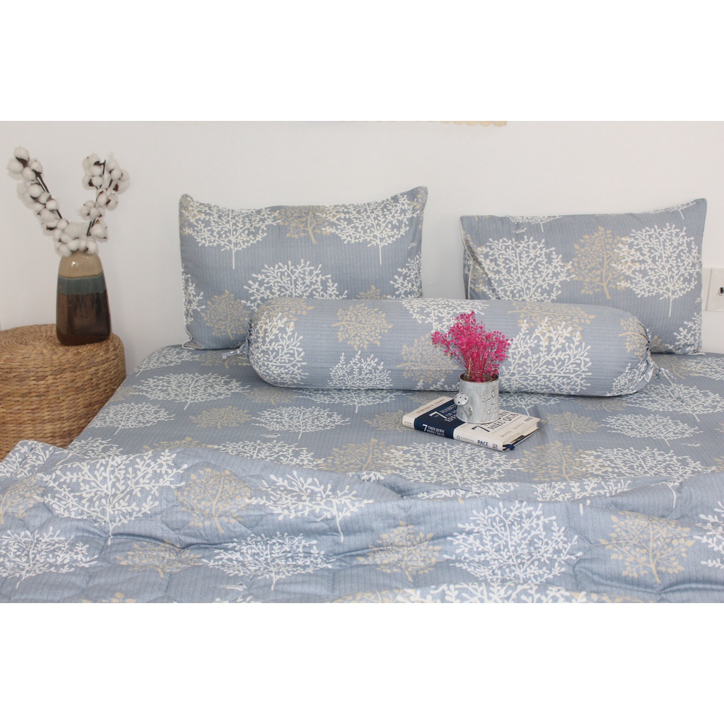Bộ drap gối cotton TL - San Hô Xám - chất vải COTTON loại 1 dầy dặn, mềm mại, mát mẻ.