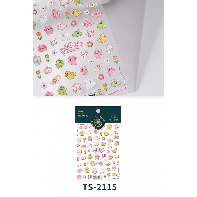 Miếng Dán Trang Trí Móng Tay Hình Quả Đào Hoạt Hình 5d ts-2115