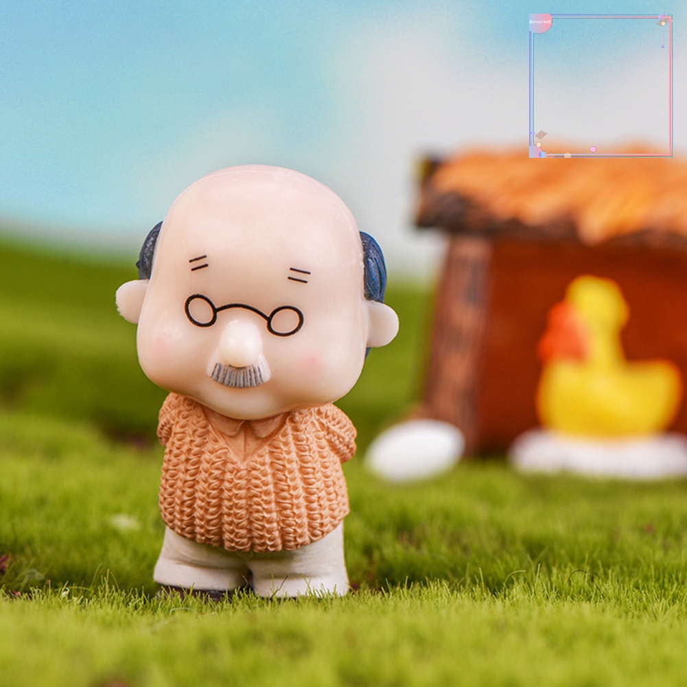 Set 2 Mô Hình Cặp Đôi Ông Bà Lão Mini Trang Trí Tiểu Cảnh / Cây Bonsai dv3