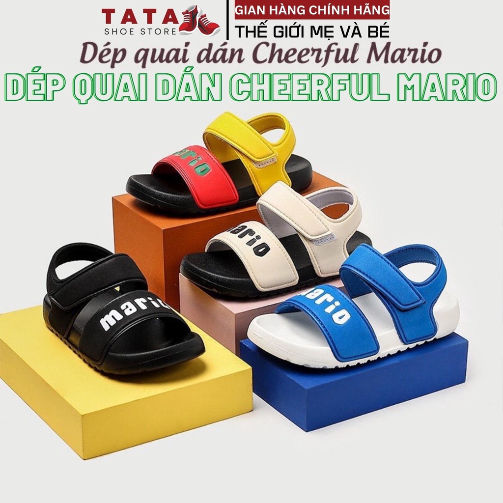 Dép quai dán cho bé Cheerful Mario, sandal bé trai bé gái chống trơn trượt hàng CHÍNH HÃNG TATA (QD ngang)