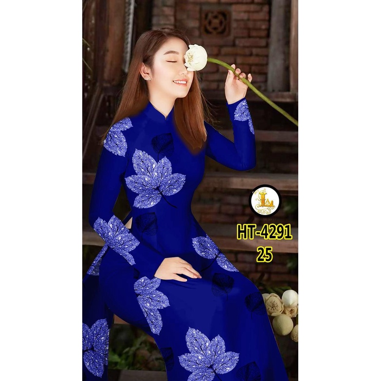 Vải may áo dài trung niên họa tiết chiếc lá, chất vải đẹp hàng loại 1