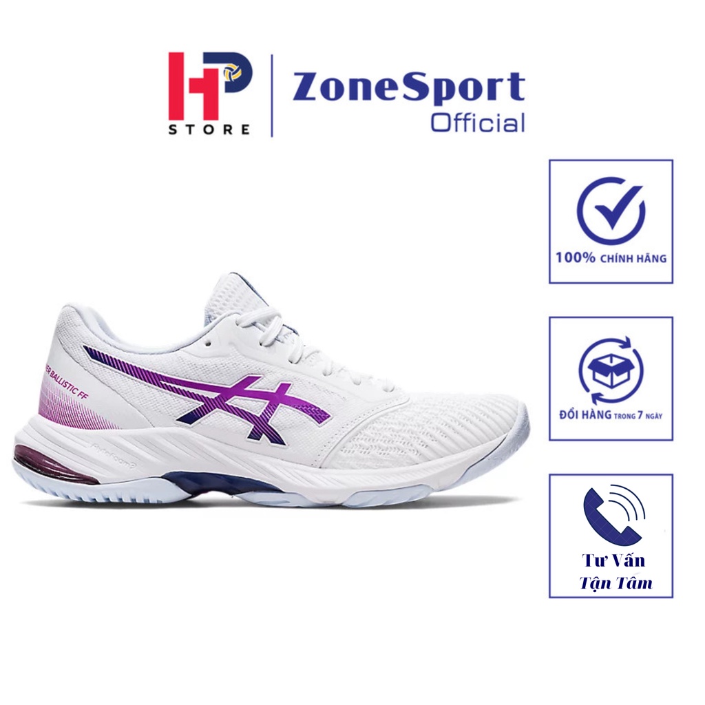 Giày Asics GEL NETBURNER BALLISTIC FF 3 Trắng Tím - Giày Chuyên Bóng Chuyền, Cầu Lông, Tennis cổ thấp linh hoạt đệm gel