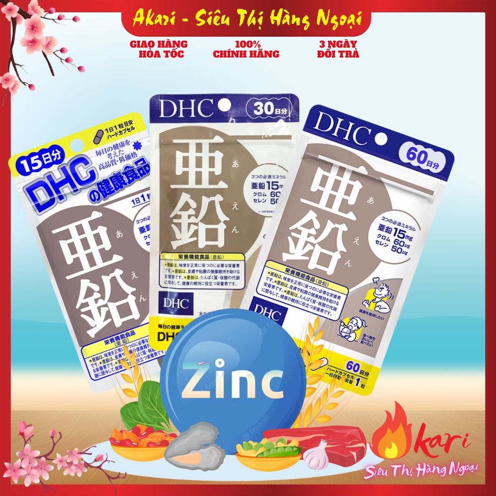 Viên uống Zinc bổ sung Kẽm DHC cải thiện hệ miễn dịch gói 15 ngày, 30 ngày, 60 ngày