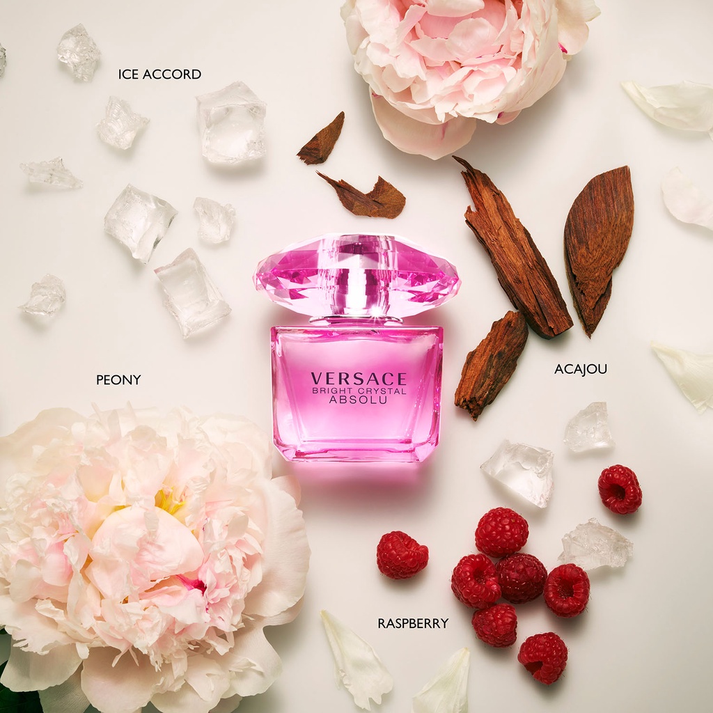 VERSACE Bright Crystal Absolu EDP 30ml/ 50ml/ 90ml nước hoa nữ nổi bật hương Hoa mẫu đơn - Gỗ Acajou - Phúc bồn tử