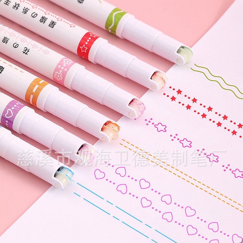Bút Đánh Dấu Hai Đầu / Bật Lửa Dạng Lăn 6 Màu Sắc Sáng Tạo Dành Cho Học Sinh