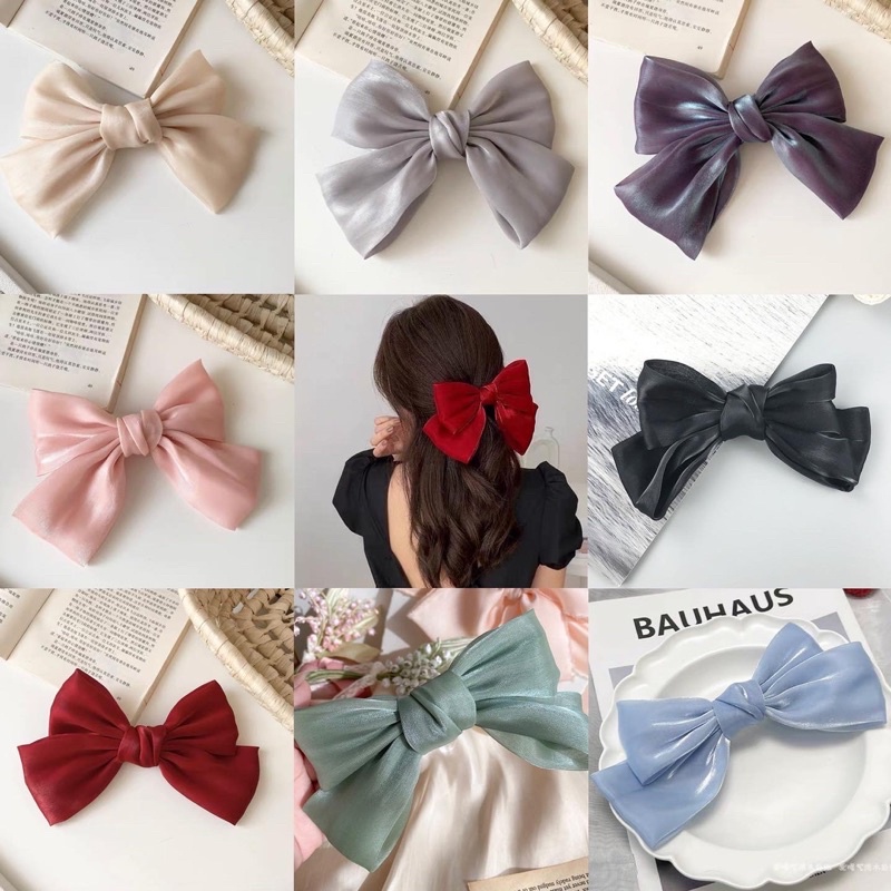 Kẹp tóc nơ trơn trơn tiểu thư cho nữ dễ thương