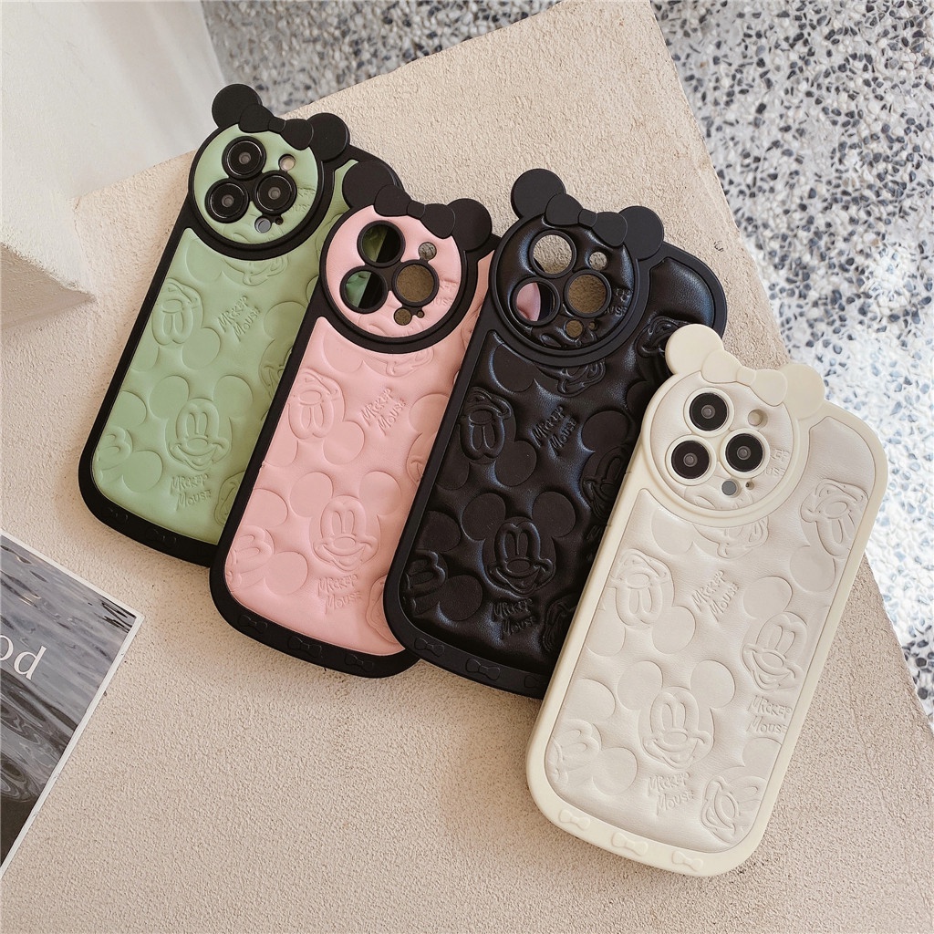 Ốp Điện Thoại TPU Mềm Họa Tiết Dập Nổi Ba Chiều Đính Nơ Cho iphone Case 14 Pro Max 13 Pro Max 12 Pro Max