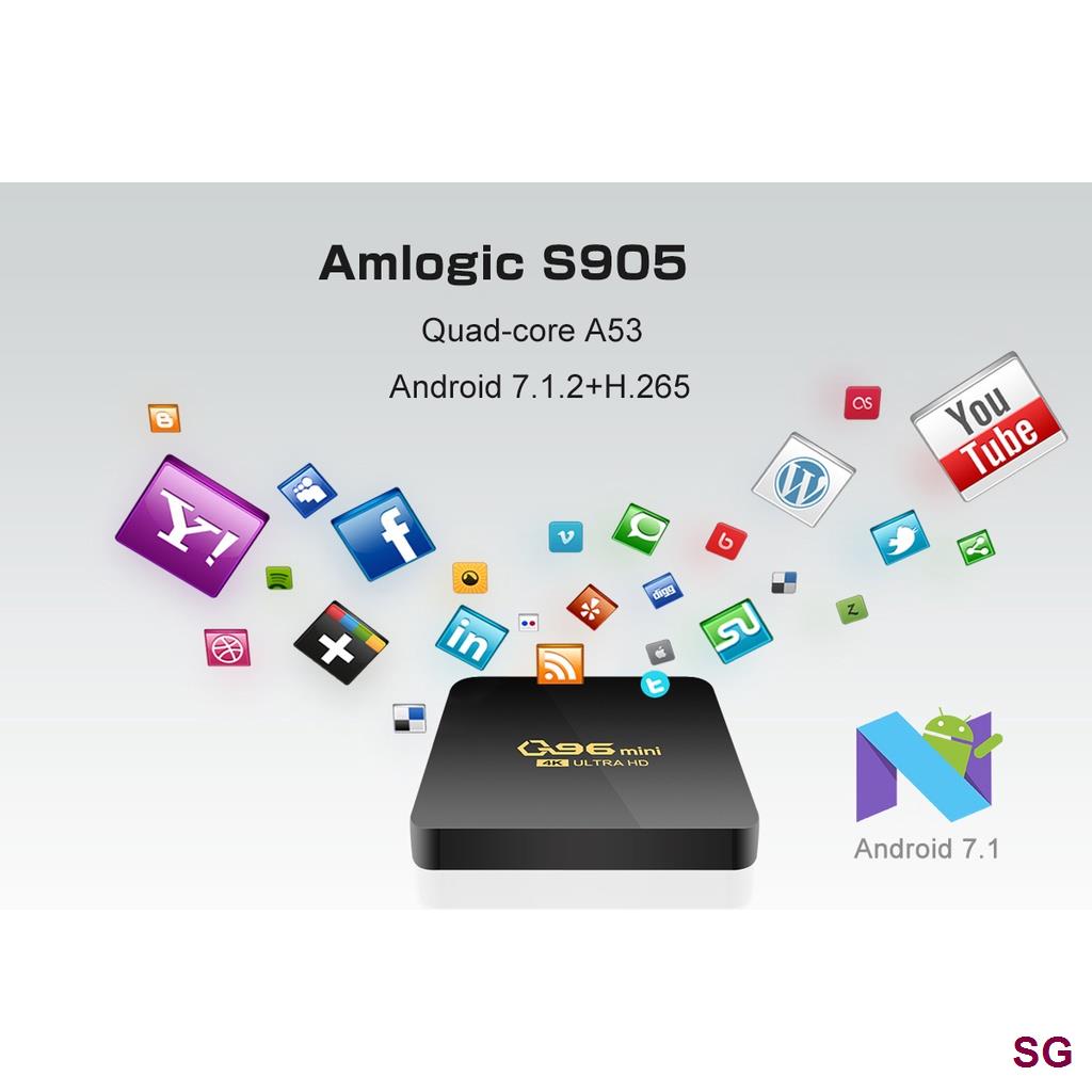Tv Thông Minh Q96 mini Android 10.0 Amlogic S905L 2.4G WIFI 4K 8 + 128GB Và Phụ Kiện