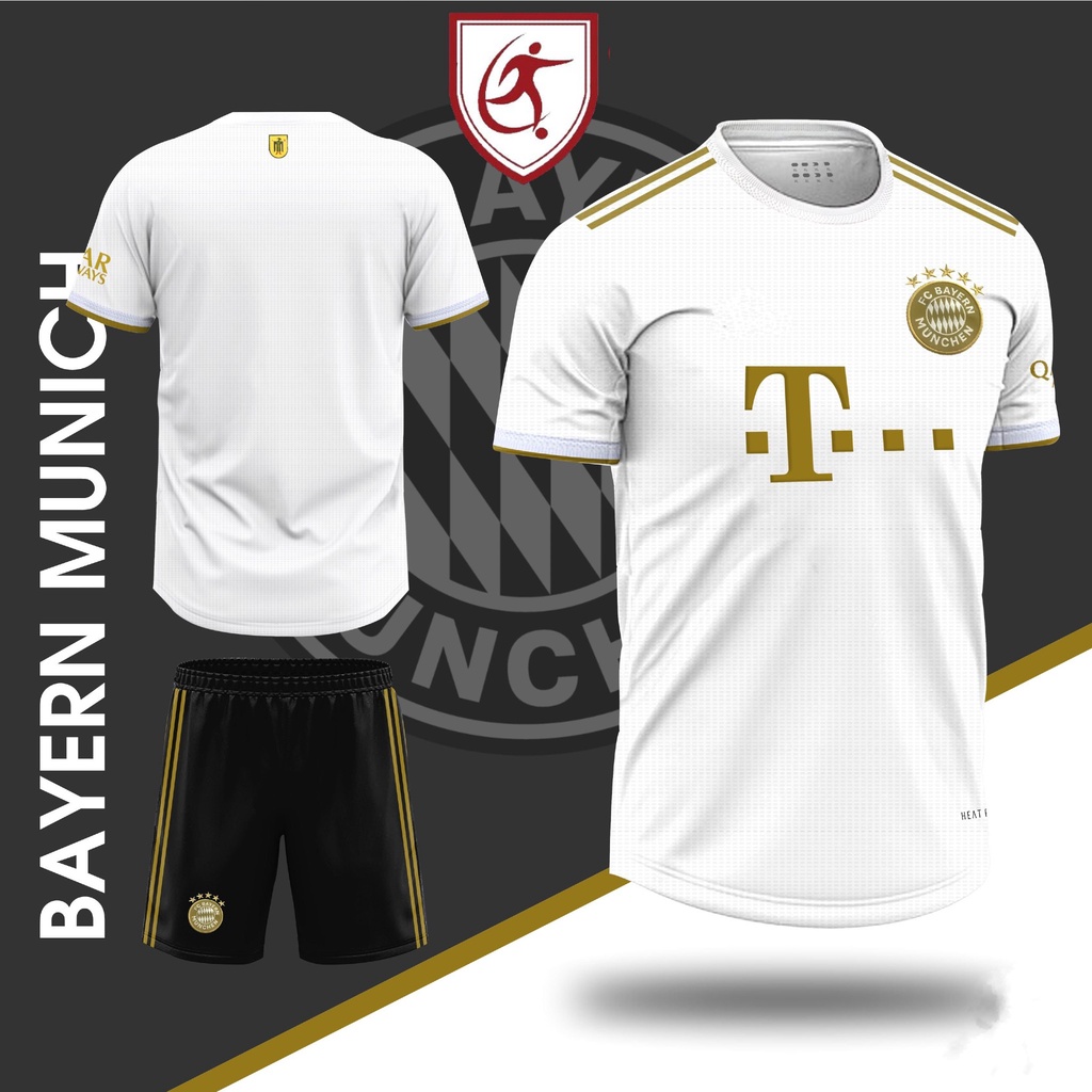 Bộ quần áo bóng đá Fex thái CLB Bayern Munich trắng - Chuẩn mẫu thi đấu