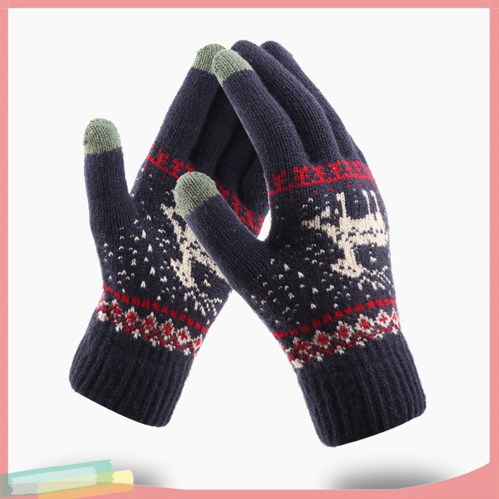 Găng Tay Len Giữ Ấm Họa Tiết Giáng Sinh Xinh Xắn