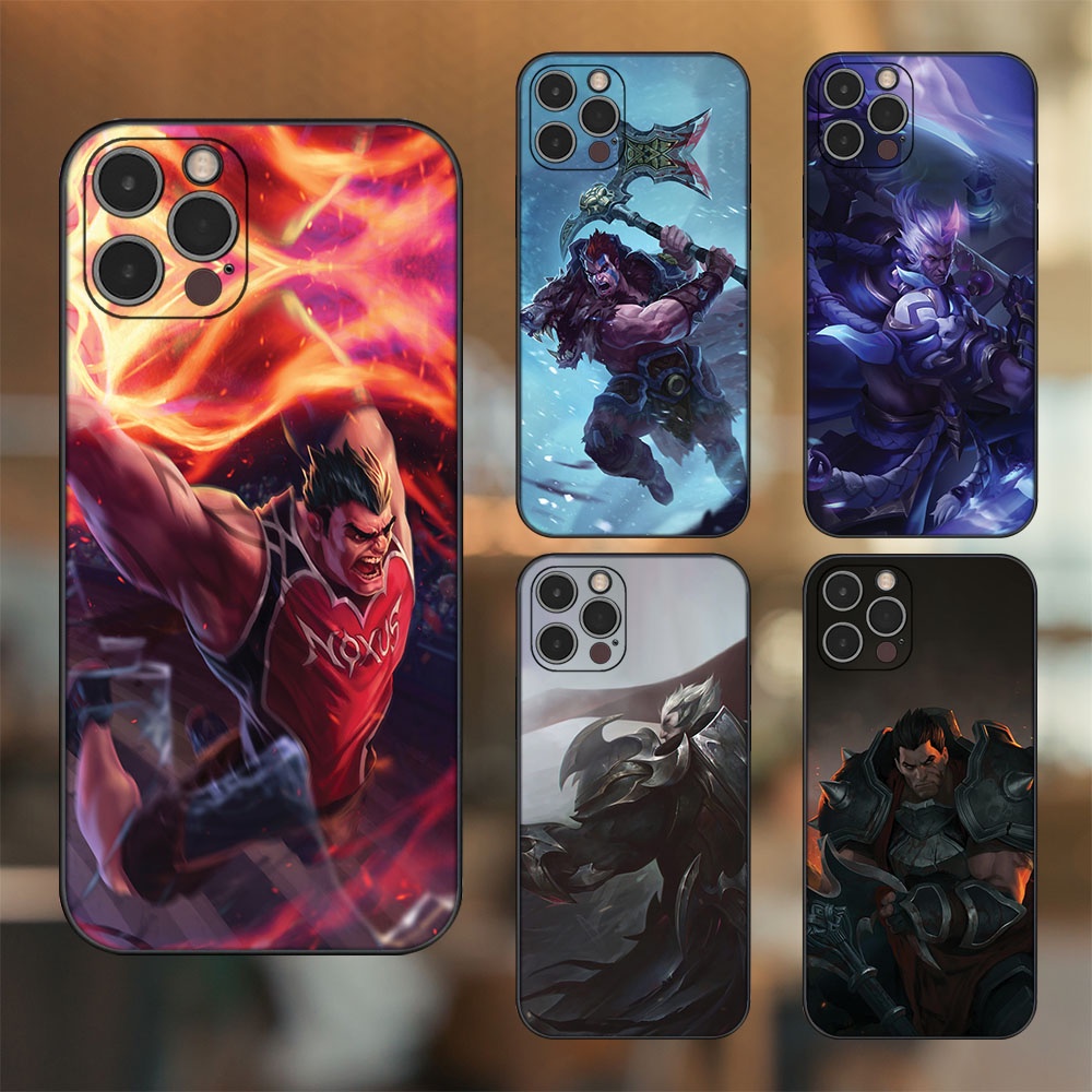 Ốp lưng iPhone 12 Pro dẻo đen cạnh vuông in hình Darius Liên Minh Huyền Thoại