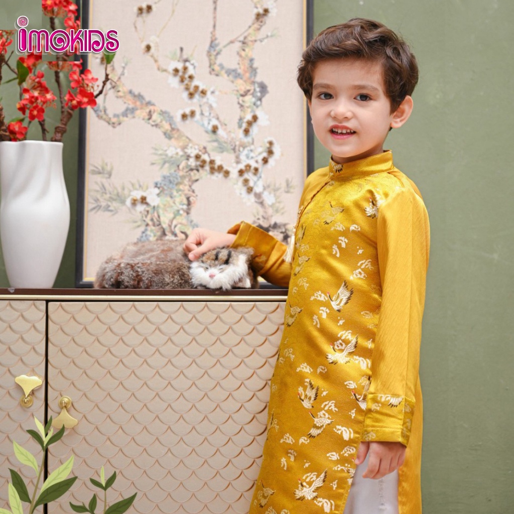 Áo dài bé trai June With Love, Oli River 10-30kg áo dài truyền thống cho bé màu đỏ, vàng, xanh