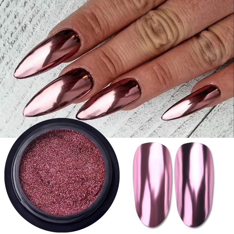 Bột tráng gương BORN PRETTY trang trí móng tay màu vàng / bạc / vàng hồng