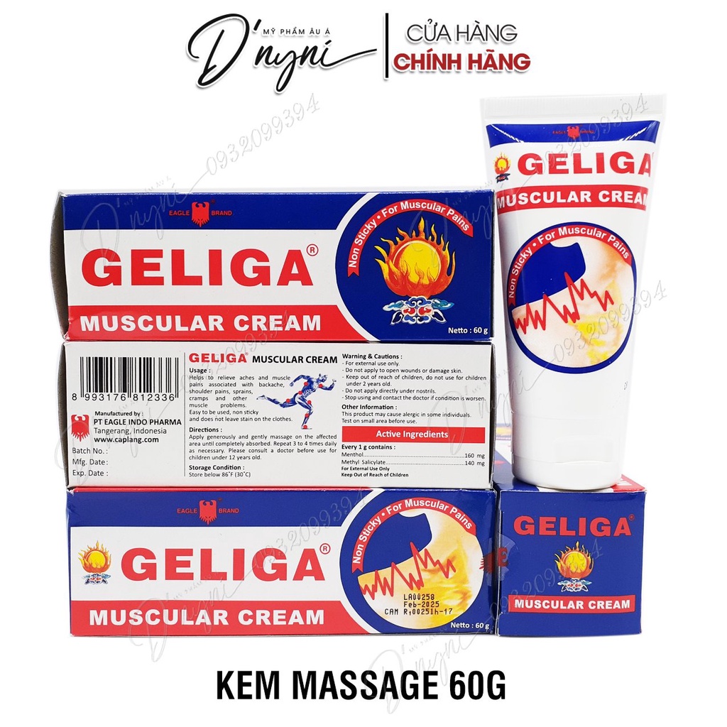 Dầu Xoa Bóp GELIGA Muscular Cream Krim Otot - Thương hiệu Cù Là Lửa Indonesia 60g