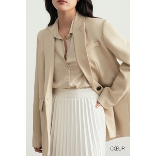 Chân váy dập ly lụa vân cạp cao COEUR