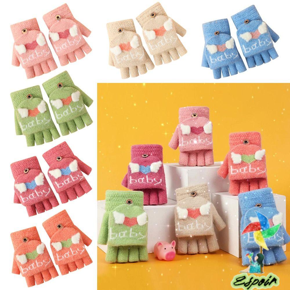 Găng Tay Dệt Kim Hở Ngón Giữ Ấm Mùa Thu Đông Dễ Thương