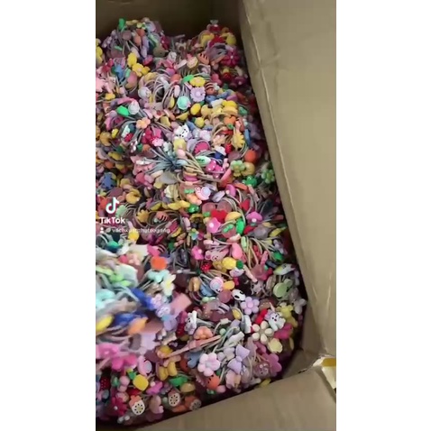 Bó 100 chun tóc dính icon hoạt hình hoa quả trẻ em