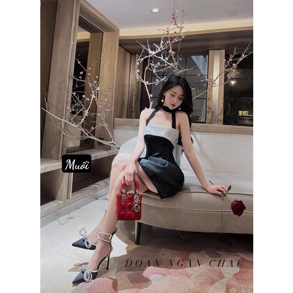 Đầm nơ lưng phối màu đi tiệc sinh nhật