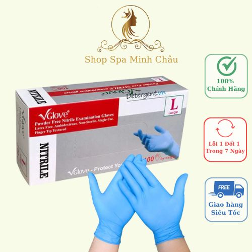 Găng tay y tế | gang tay khám bệnh nitrile xanh không bột hộp 100 chiếc