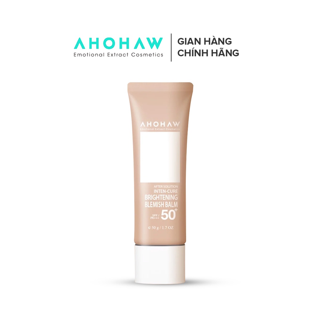 Kem Che Khuyết Điểm SPF50/PA+++ AHOHAW Inten-Cure Brightening Blemish Balm 50g - Nâng Tone Da Tự Nhiên, Chống Tia UV