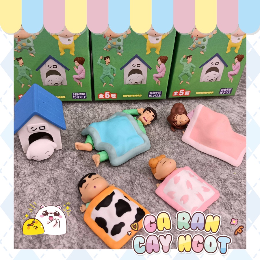 Blind box - Hộp mù mô hình trang trí ngẫu nhiên Cậu Bé Bút Chì Shin-Chan gia đình ngủ Gà Rán Cay Ngọt dễ thương