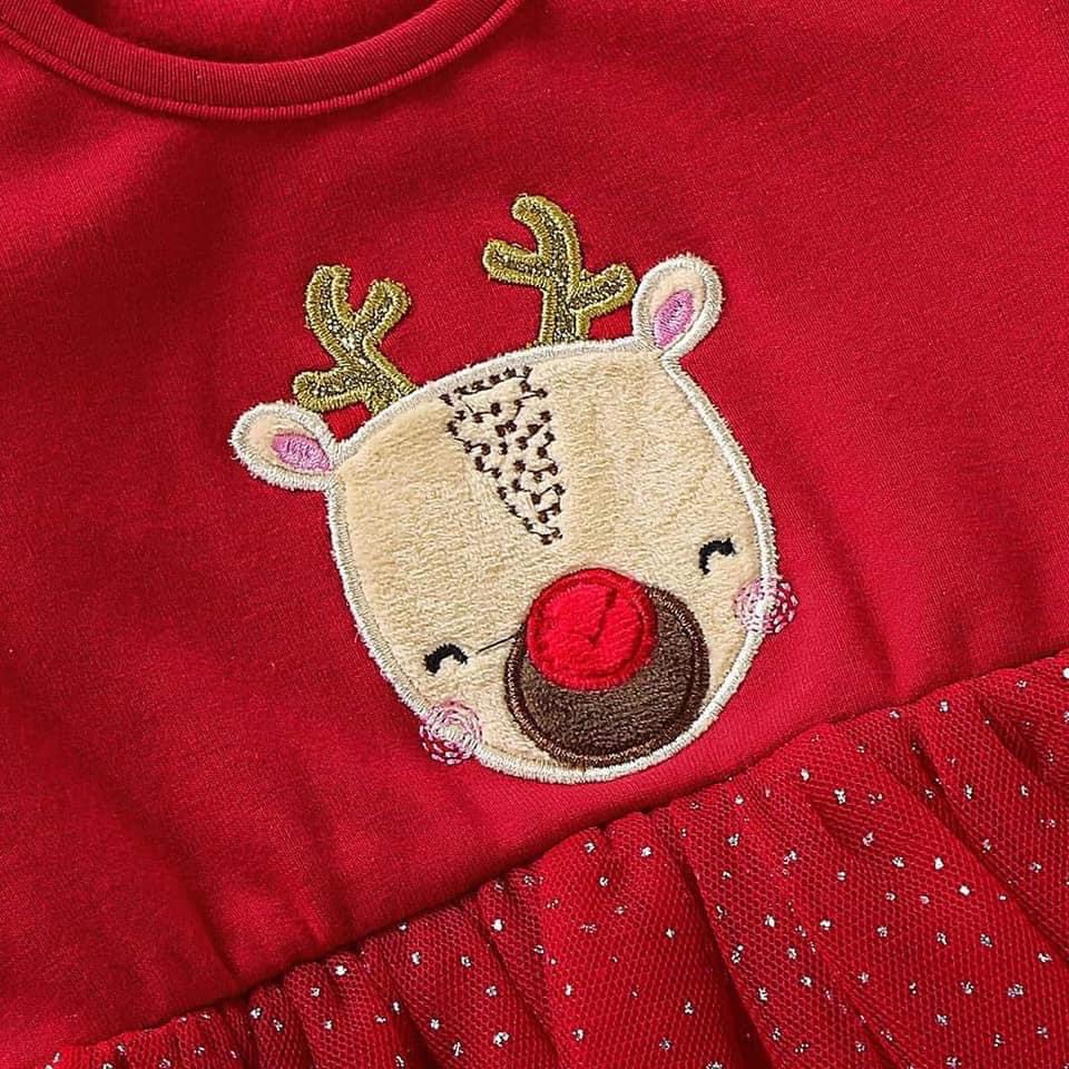 Váy tuần lộc Noel phối lưới siêu xinh cho bé gái