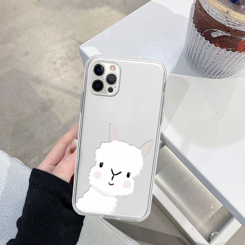 Ốp điện thoại iphone cừu trắng má hồng ngơ ngác cạnh vuông cho 6/6splus/7/7plus/8/8plus/x/xr/xs/11/12/13/14/pro/max