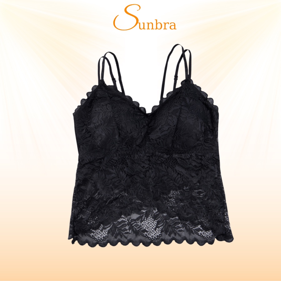 Áo Ngực Croptop Ren Hoa Mềm Mại Phối Dây Lưng Quyến Rũ SUNBRA 7021