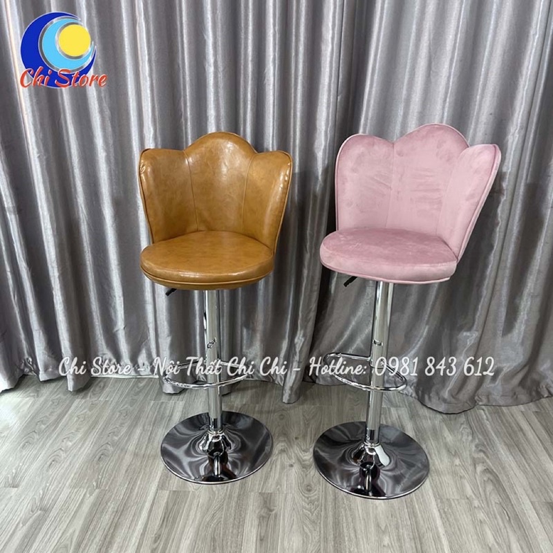Ghế Trang Điểm Cá Nhân- Làm Tóc Mẫu Cánh Sen, Ghế Ngồi Quầy Lễ Tân Bọc Da Dày Dặn Xoay 360 Độ Và Điều Chỉnh Độ Cao
