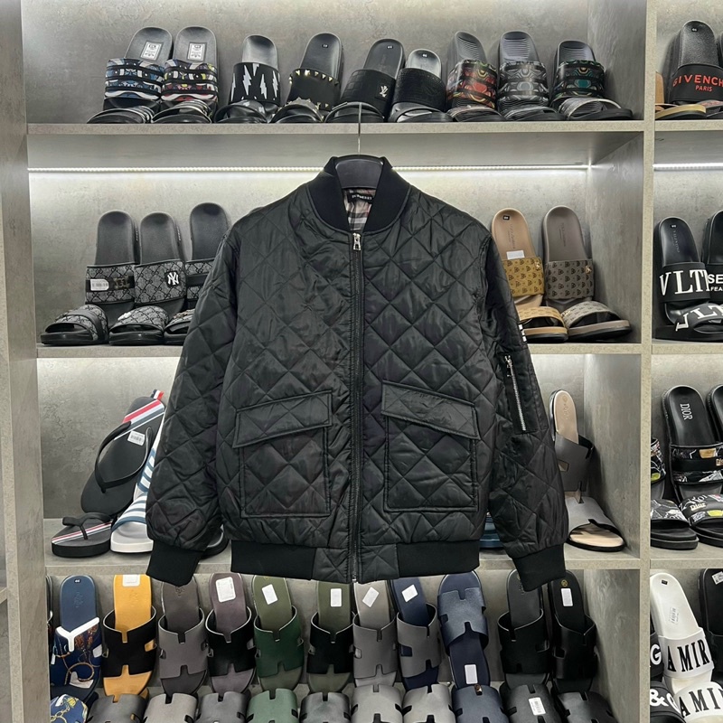 Áo phao bomber BBR trần bông túi hộp mix khoá tay đơn giản, áo bomber nam caro túi tay cực chất 3422