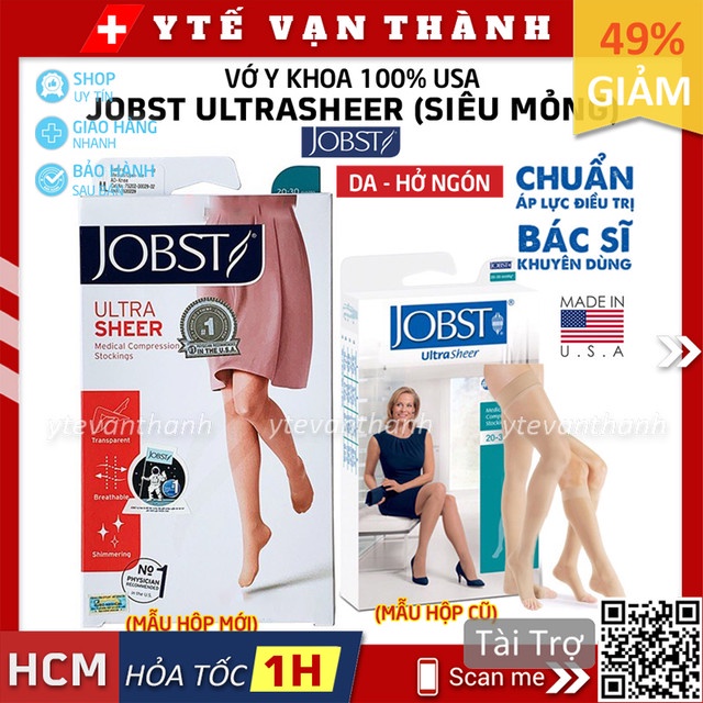 ✅ Vớ Y Khoa JOBST Ultrasheer (Cực Siêu Mỏng) (Da, Hở Ngón) | Tất Suy Giãn Tĩnh Mạch 100% USA Mỹ -VT0042