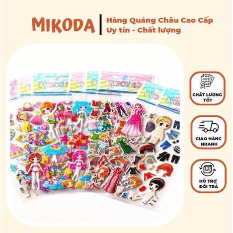 Miếng dán Sticker hình dễ thương - bộ 2 miếng nhãn dán 3D nhiều hình đa sắc màu cho bé gái, trai - K14