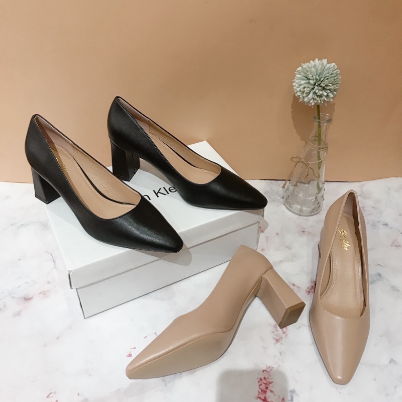 Giày cao gót công sở 7 phân đế vuông gót vuông da mềm đế êm nhẹ