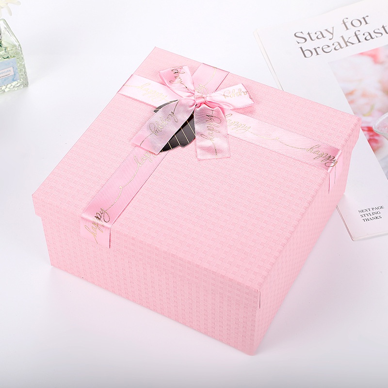 (3 size) Hộp quà sinh nhật vuông Hồng HAPPY Hộp Quà Sinh Nhật, Valentine Hộp Qùa, hộp đựng quà hàng nhập cap cấp