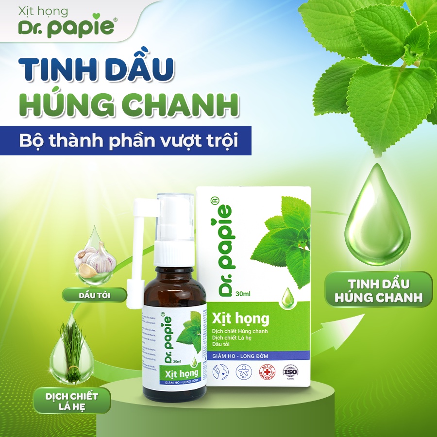 Dầu Húng Chanh Dr.Papie Hỗ Trợ Giảm Ho, Tăng Sức Đề Kháng Đường Hô Hấp 30ml