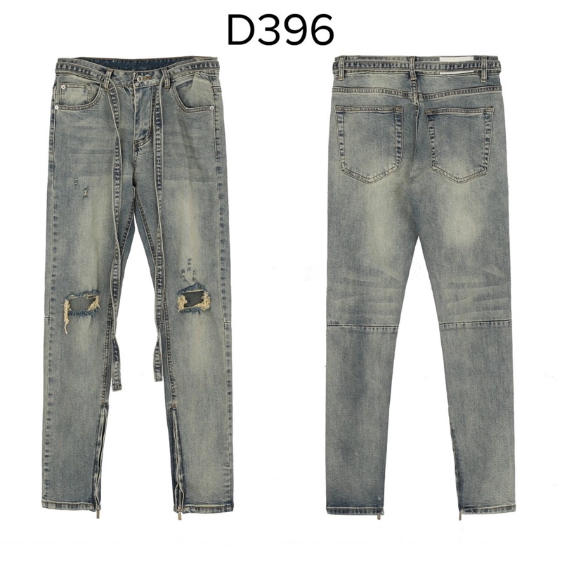 Jeans xanh rách gối mix khoá ZIP hàng cao cấp