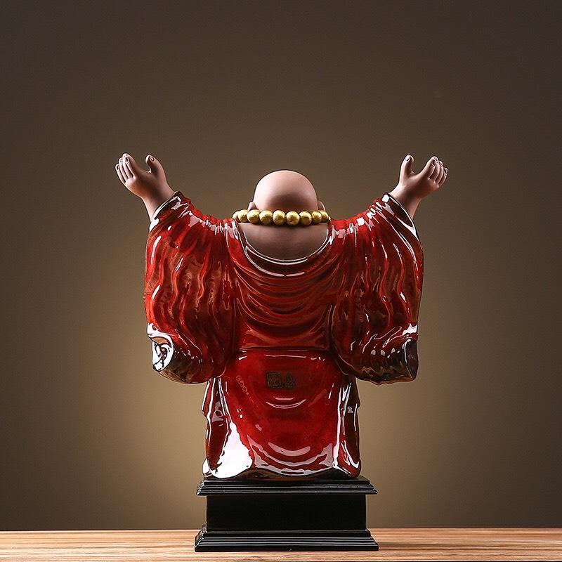 TƯỢNG DI LẶC HOAN HỈ HÚT TÀI LỘC CỠ LỚN- TƯỢNG PHẬT DI LẶC GỐM TỬ SA TRANG TRÍ BÀN TRÀ, PHÒNG KHÁCH, QUÀ TẶNG TÂN GIA