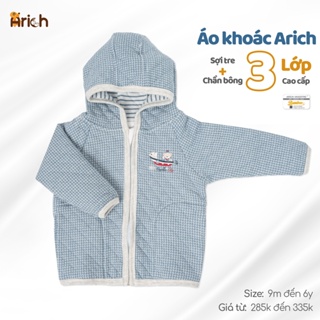 Áo Khoác Sợi Tre cao cấp chần bông 3 lớp Arich cho bé size 9 tháng đến 6