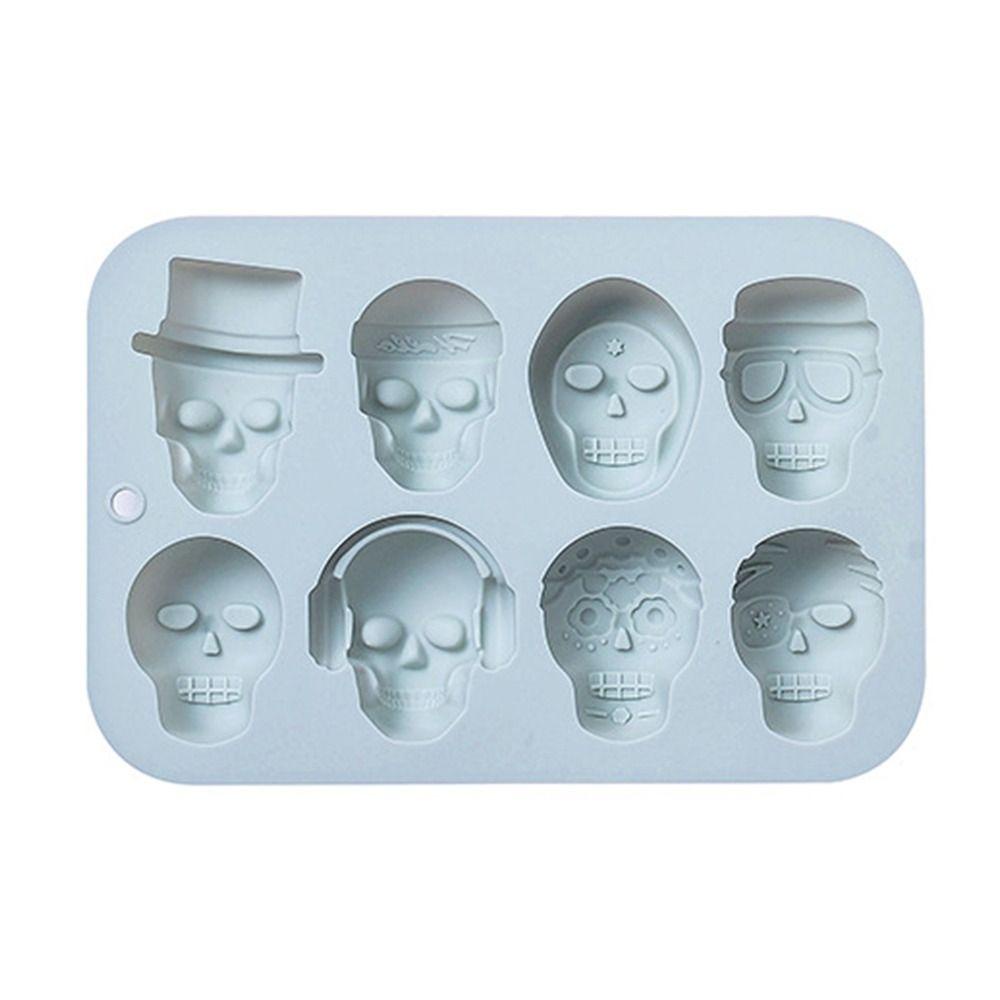 SUENIN Khuôn Silicone 8 Ngăn Làm Bánh Tạo Hình Đầu Lâu Độc Đáo Tiện Dụng