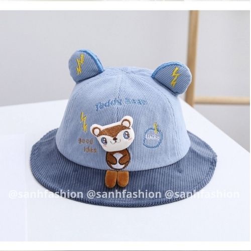 [Bé 6tháng-4tuổi] MŨ VÀNH TEDDYBEAR VÁ 2 MÀU CHO BÉ TRAI,GÁI_sanhfashion