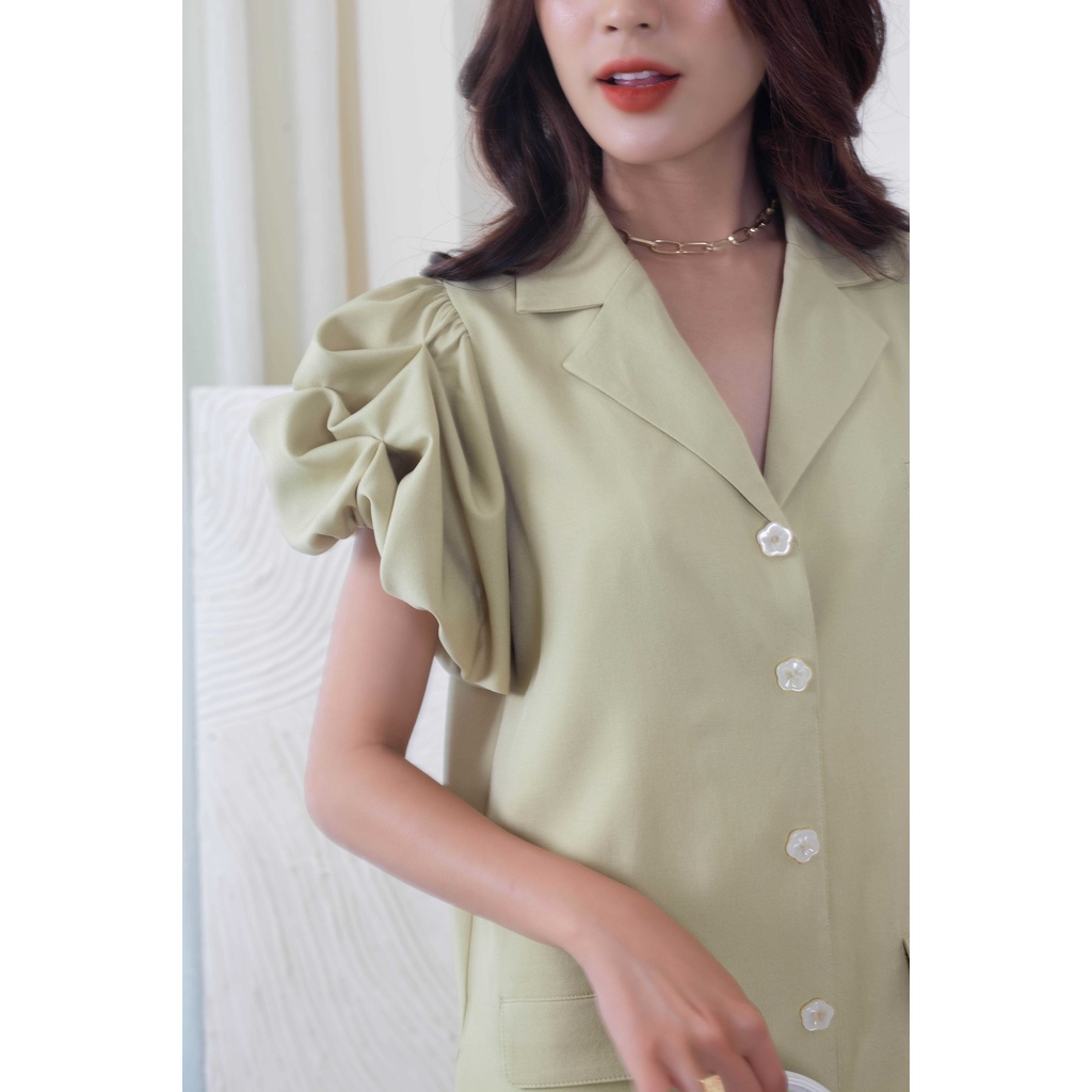 Đầm nữ cổ vest tay bồng SOLIS DRESS - GOÛT DE JUN