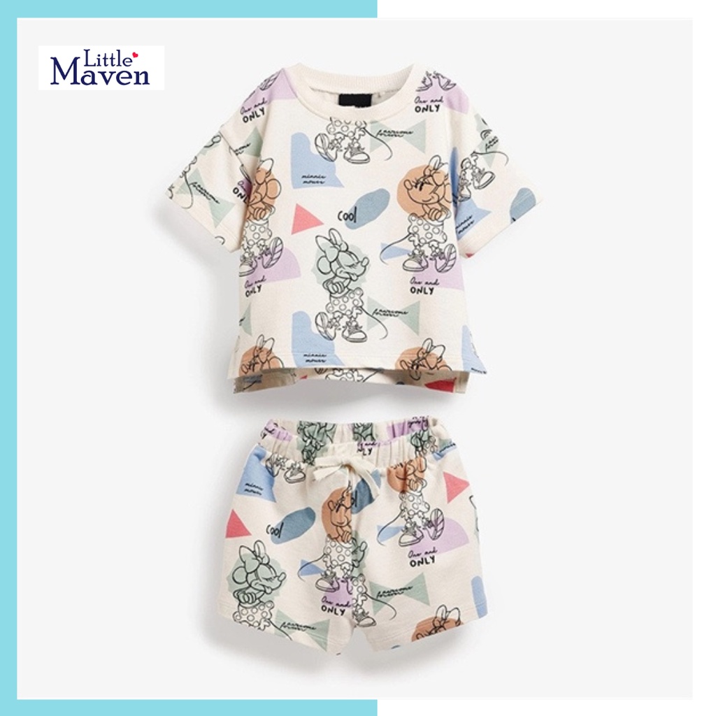 Bộ hè cotton Malwee pha màu Mickey LM22006 cho bé gái 2-8 tuổi - Little Maven Official Store