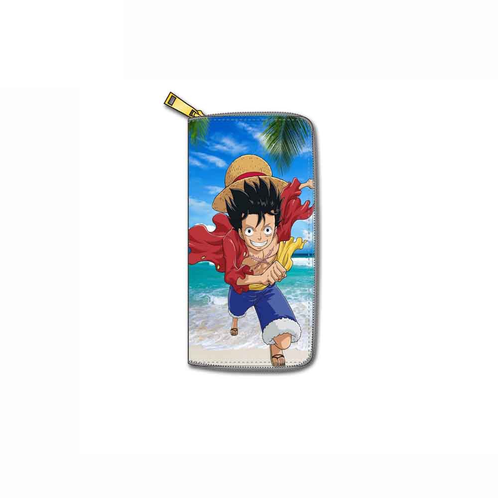 Ví Da PU Dáng Dài Có Khóa Kéo In Hoạt Hình One Piece Luffy Cỡ Lớn Thời Trang GN2