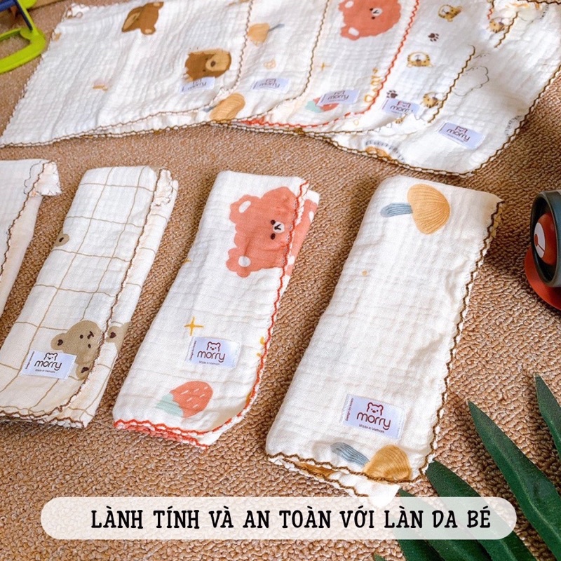 Sét 5 khăn sữa Muslin 4 lớp mềm mại cho bé hãng Morry
